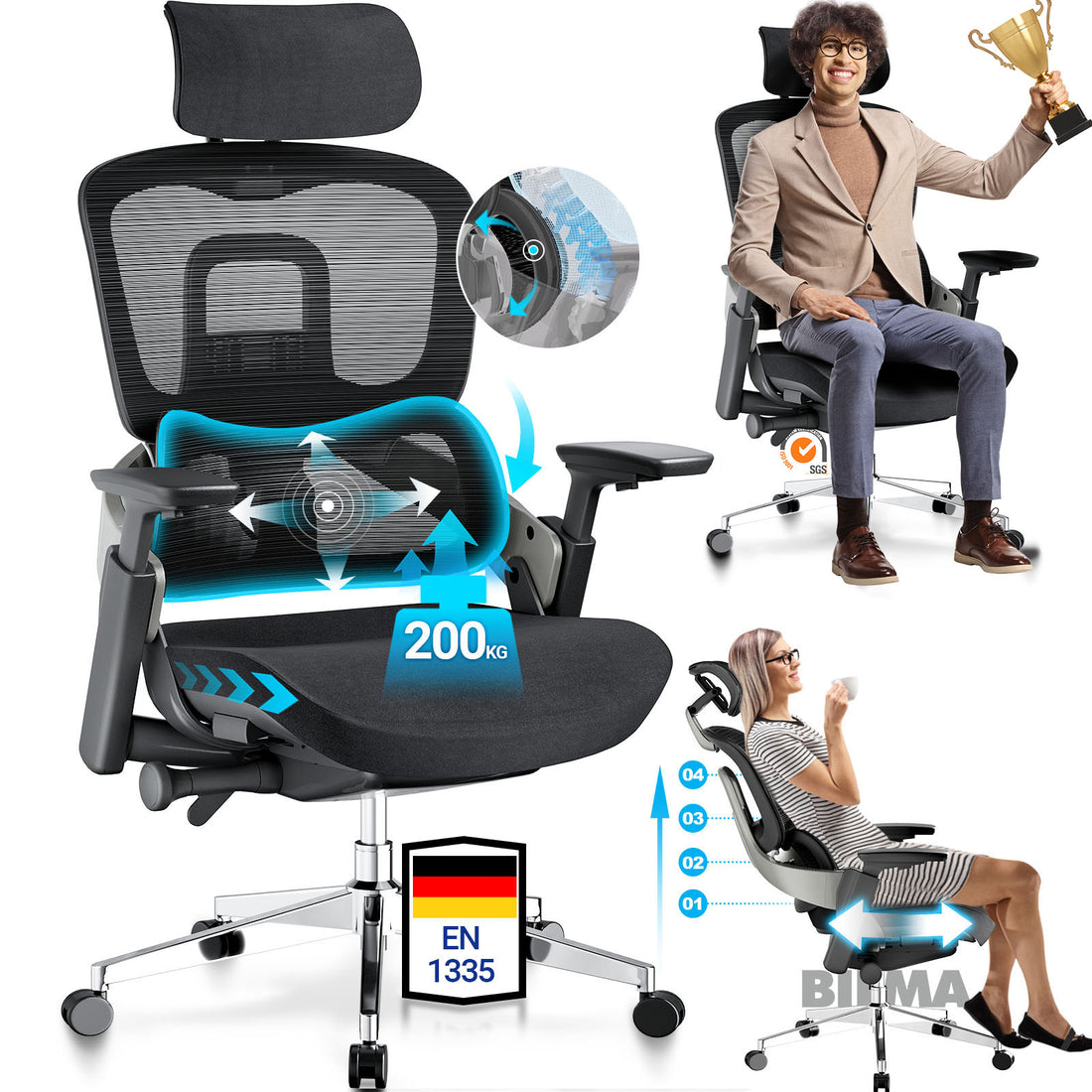 ReliefBack Master XL Bürostuhl 200 kg – robuster Komfortstuhl für schwere Personen