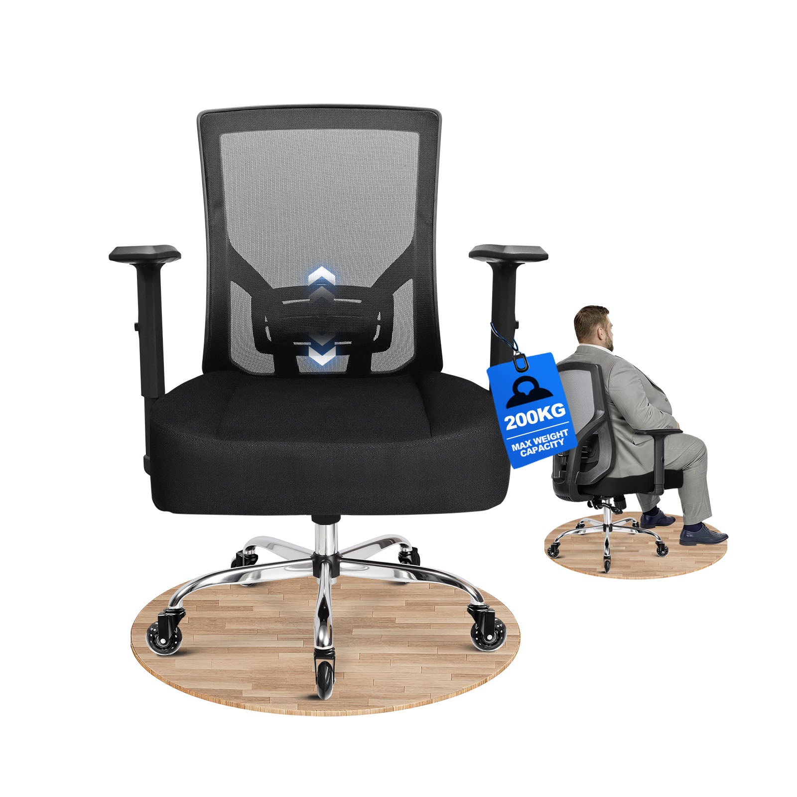 MELOKEA F064 200kg Heavy Duty Ergonomic Office Chair 440lbs Wide Seat