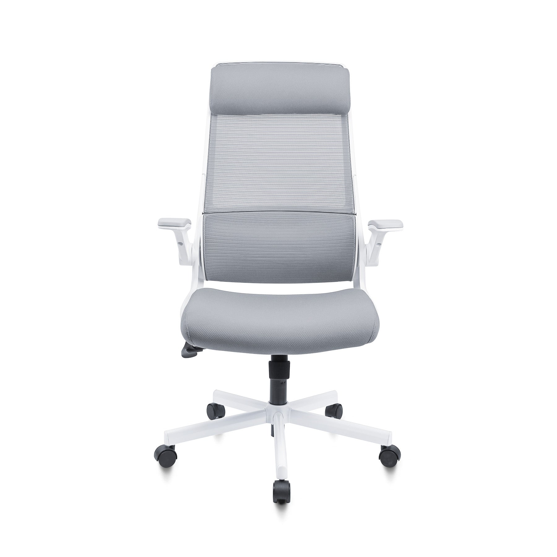 MELOKEA Gray Desk Chair | 10cm Thick Seat & Flip-Up Arms | Space Savin