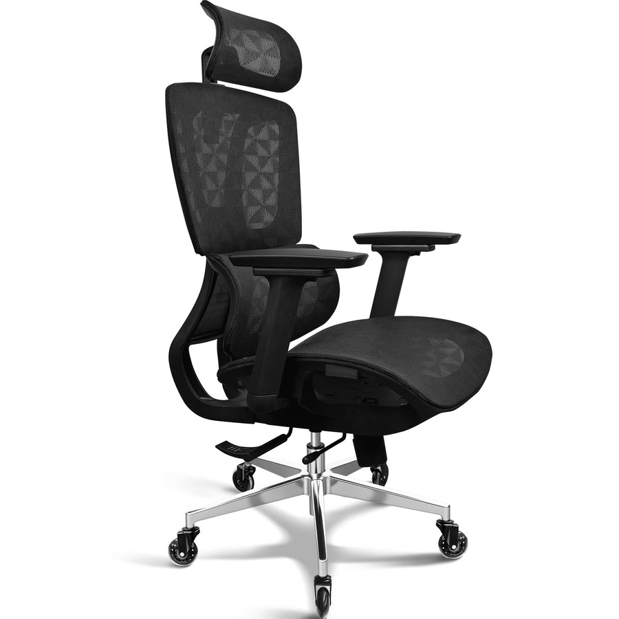 MELOKEA Ergonomic Office Chair, 4D Armrests, Adjustable Seat Depth, Rubber Casters, 4-Stage Tilt, Office Chair 150 KG, Breathable and Comfortable Mesh Seat, EN 12520 Ergonomic Desk Chair
