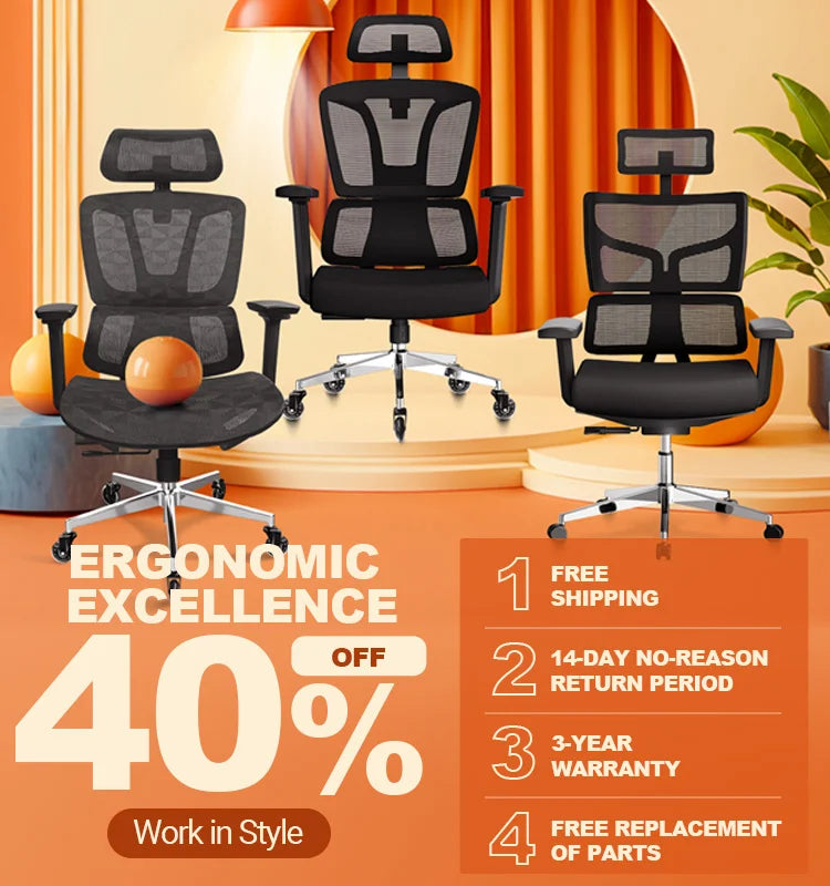 ReliefBack Master Office Chair (Black) | 200kg Heavy Duty | MELOKEA